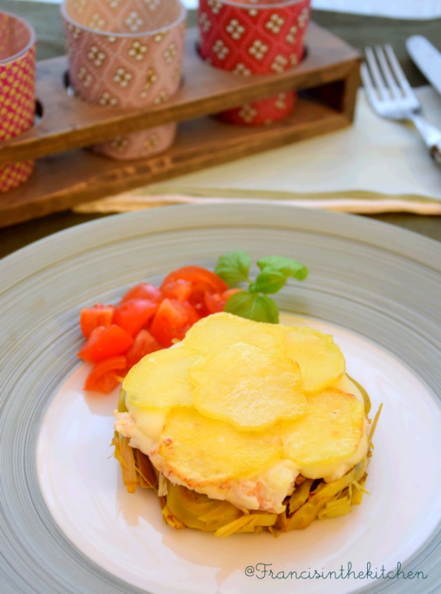 Tortino Carciofi Scampi e Patate